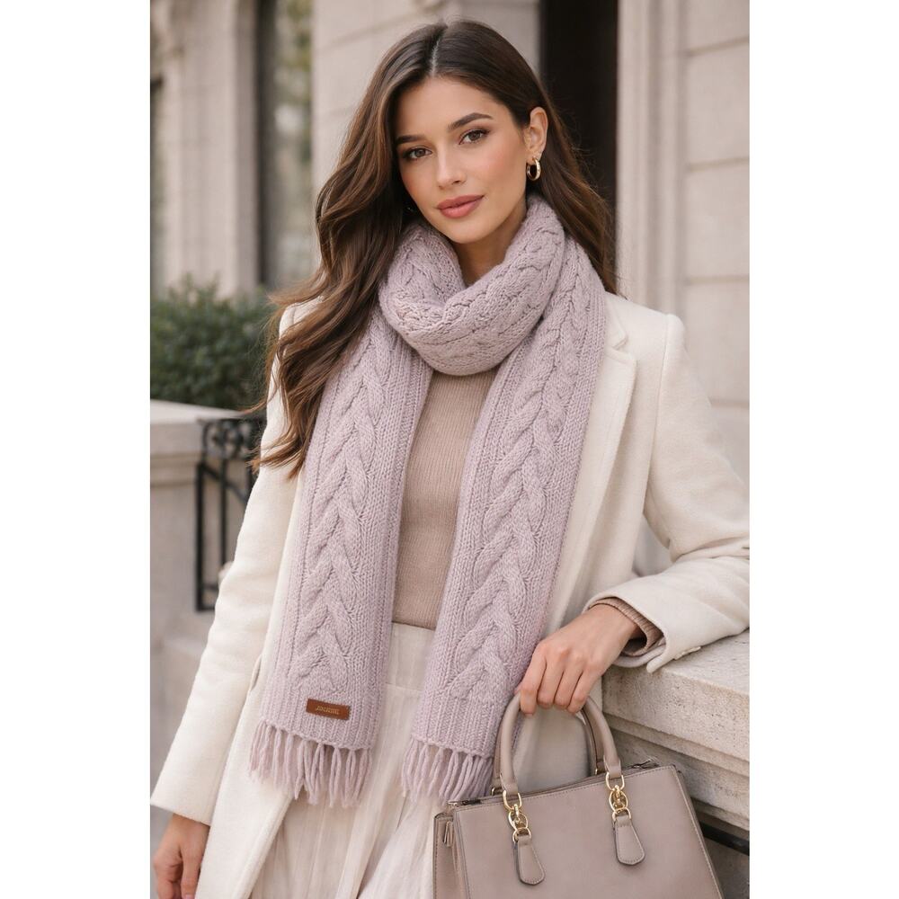 Coach Light Pink Cable Knit Chunky Mohair Scarf Size 23” X 80”